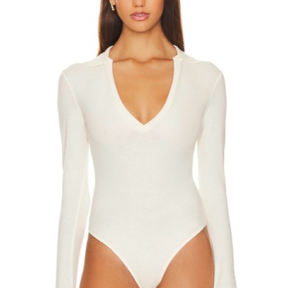 NWT🔖 FREE PEOPLE Intimately Do It Right Bodysuit Ivory Collar Women’s M - Picture 2 of 10